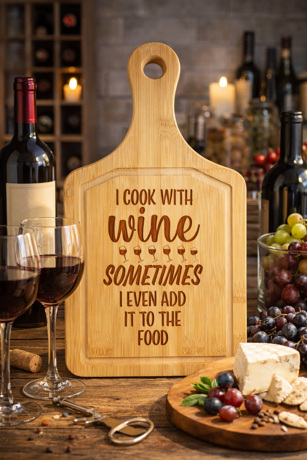 Cooking with wine cutting board